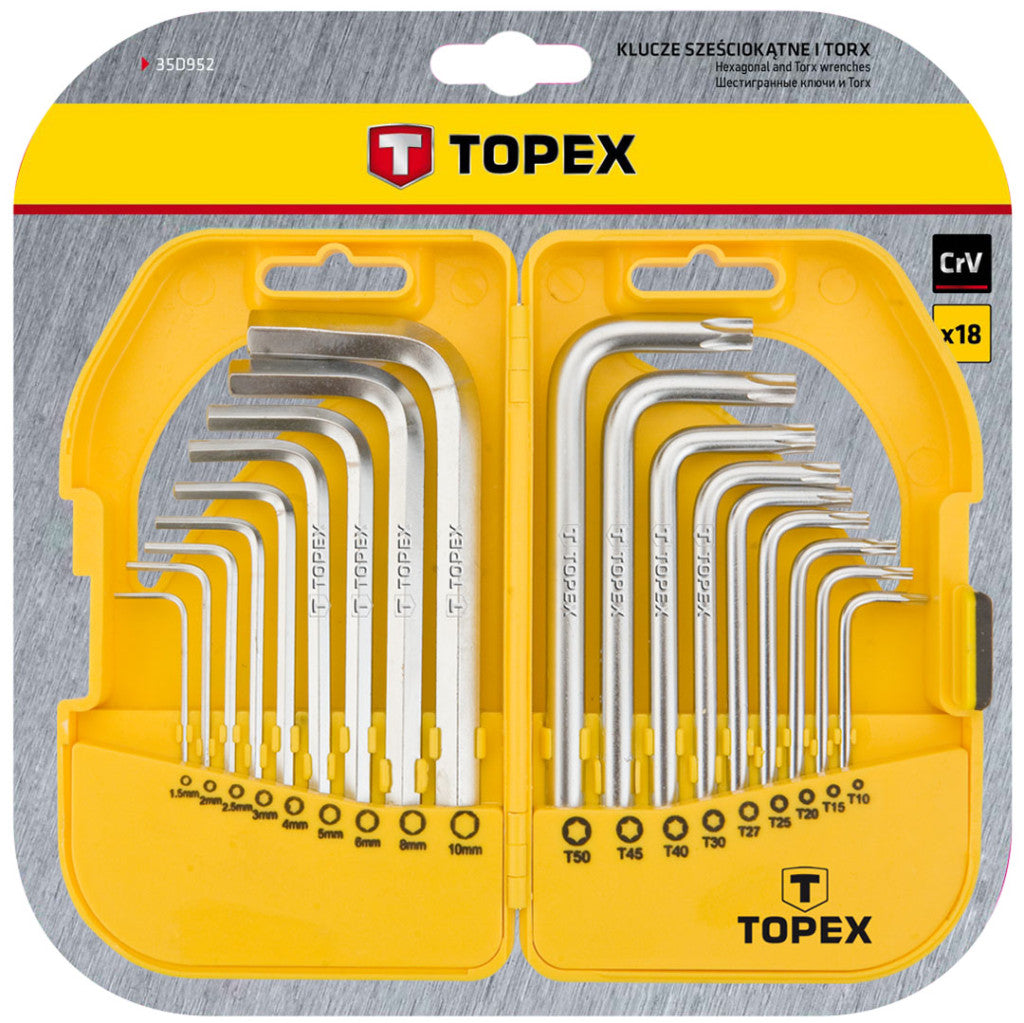 TOPEX IMBUSZ ÉS TORXKULCS készlet 18db 35D952