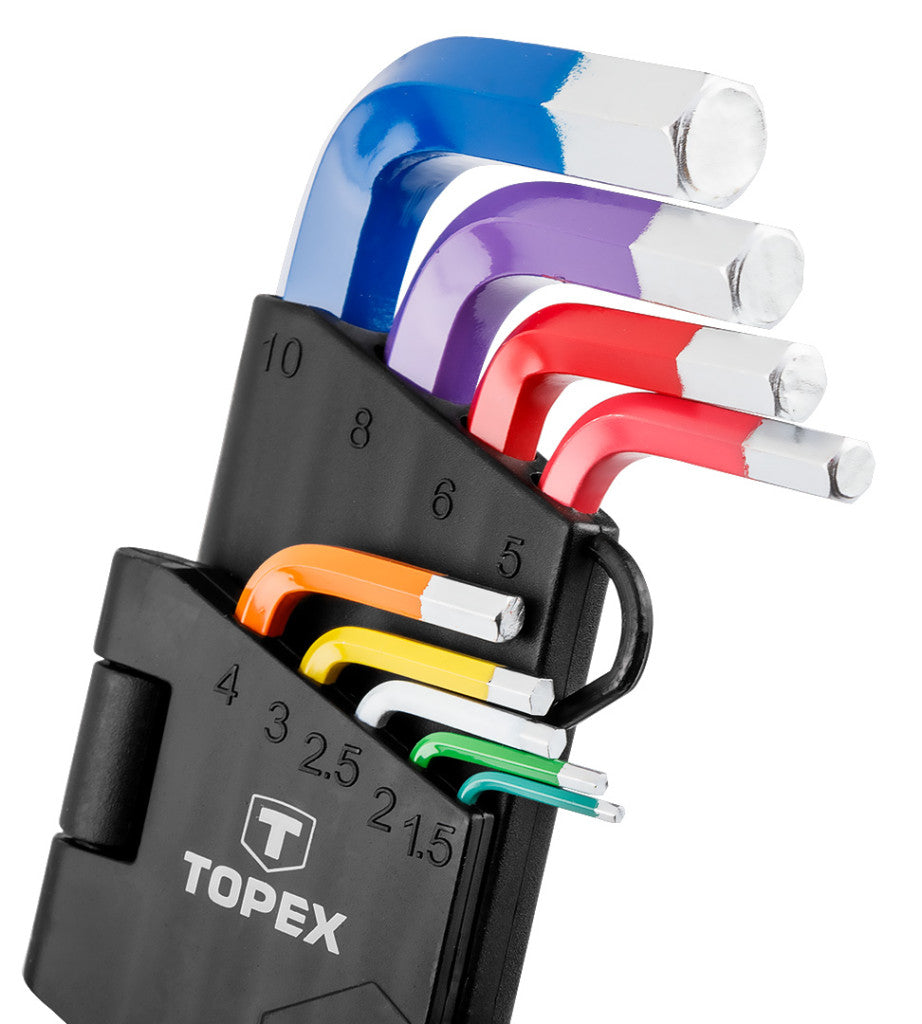 TOPEX Imbuszkulcs készlet 9db, SZÍNES 35D966