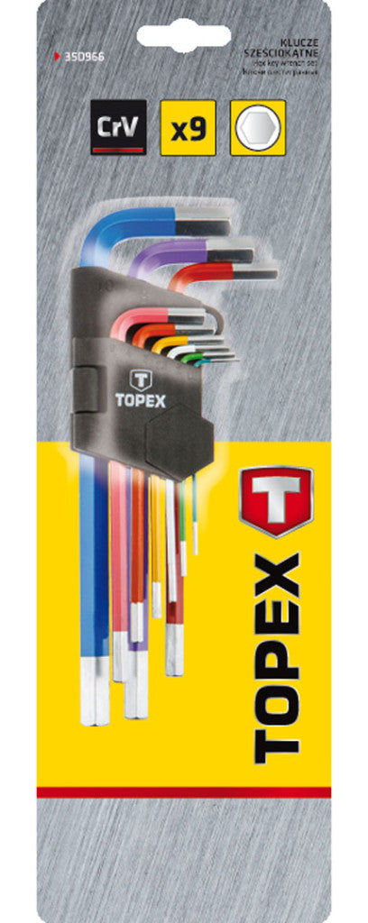TOPEX Imbuszkulcs készlet 9db, SZÍNES 35D966