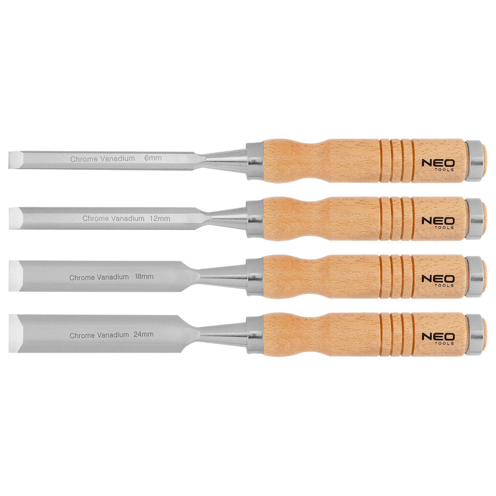 NEO TOOLS Favéső készlet 6, 12, 18, 24mm, 4db-os fa nyéllel 37-800