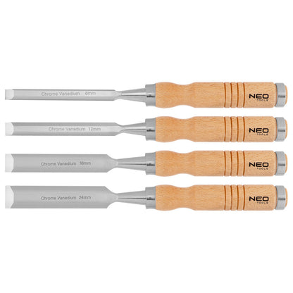 NEO TOOLS Favéső készlet 6, 12, 18, 24mm, 4db-os fa nyéllel 37-800