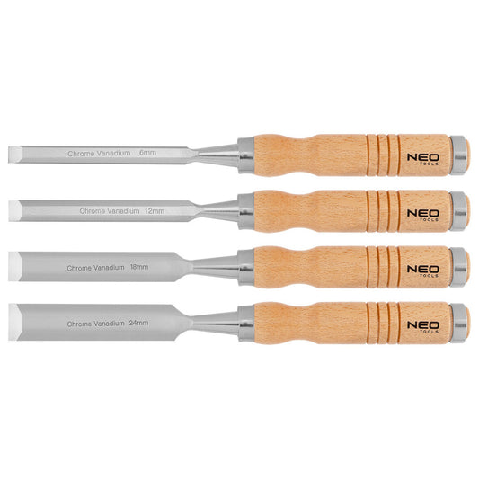 NEO TOOLS Favéső készlet 6, 12, 18, 24mm, 4db-os fa nyéllel 37-800