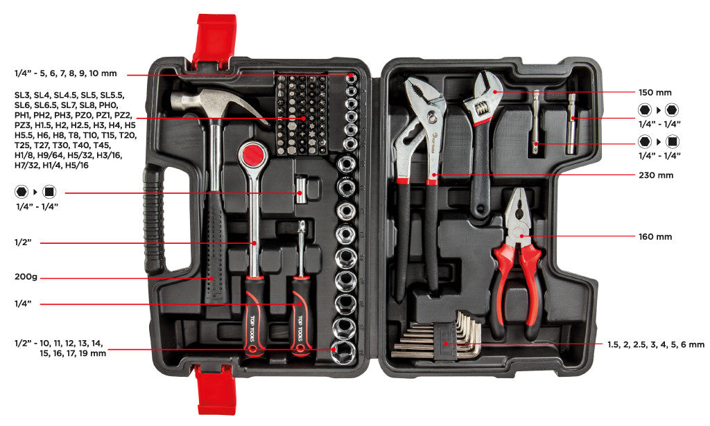 Top Tools Szerszámkészlet 1/4", 1/2" 81db 38D510