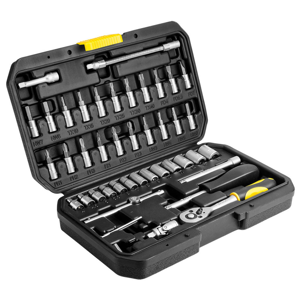 TOPEX Dugókulcskészlet + bitkészlet 1/4" 46db 38D640