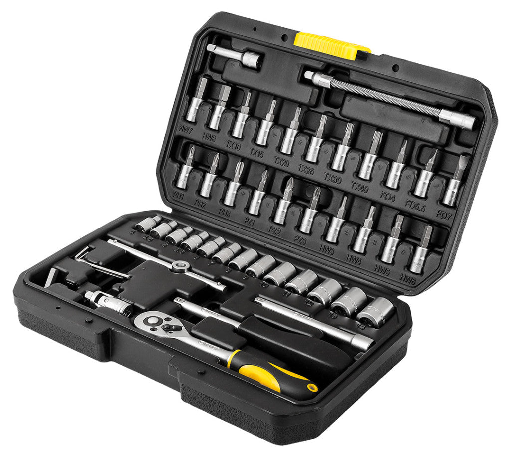 TOPEX Dugókulcskészlet + bitkészlet 1/4" 46db 38D640