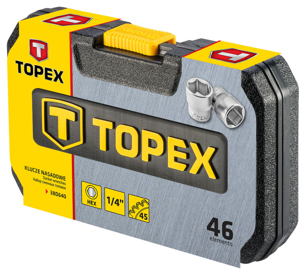 TOPEX Dugókulcskészlet + bitkészlet 1/4" 46db 38D640
