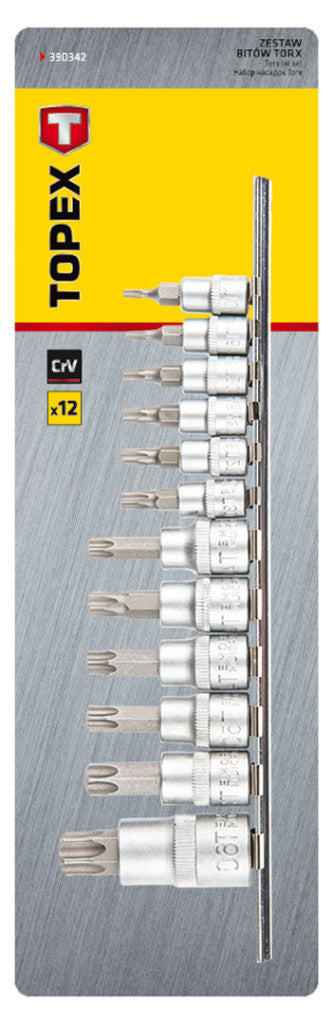 TOPEX Torxbitkészlet 1/4, 3/8, 1/2", 12db 39D342