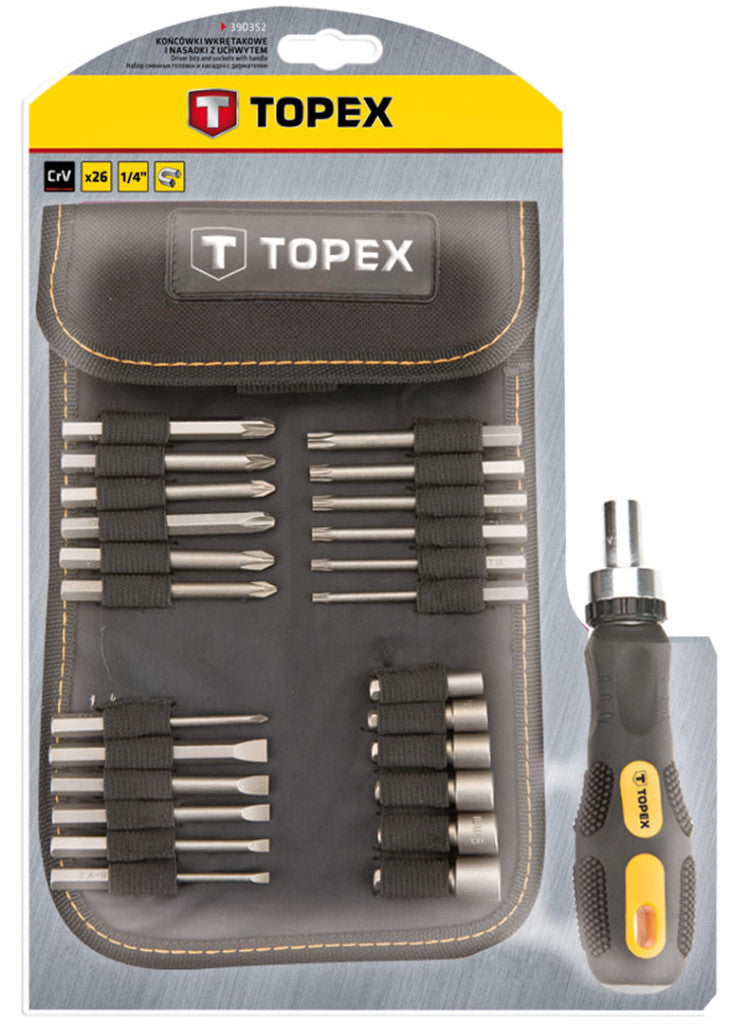 TOPEX Csavarhúzó bitkészlet 26db 39D352