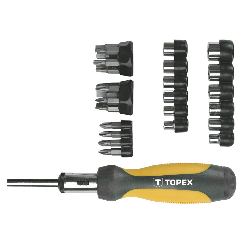 TOPEX Bitfejes Csavarhúzó készlet 34db, RACSNIS 39D356