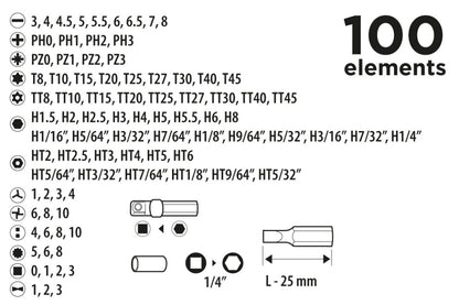 Top Tools Csavarhúzó bitkészlet 100db 39D358