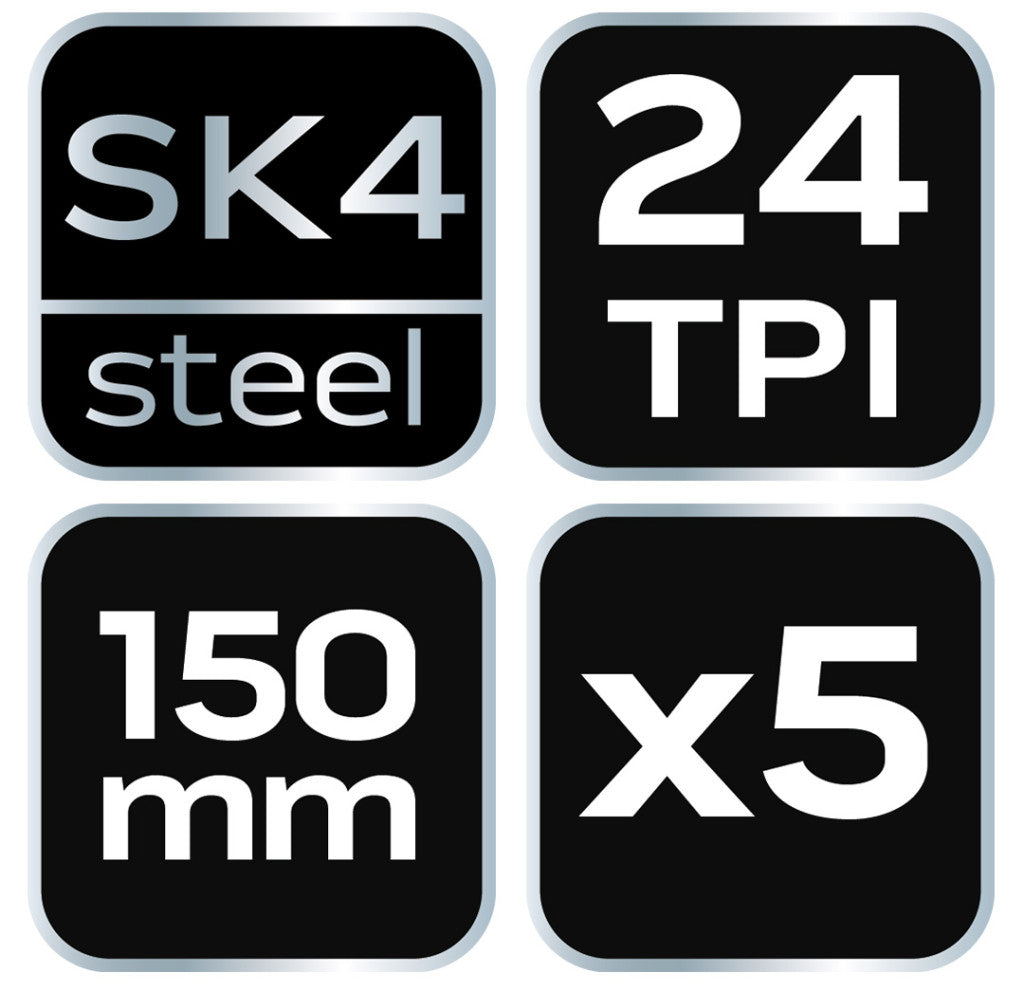 NEO TOOLS Fémfűrészlap készlet 150mm, 5db, 24TPI, egyoldalas 43-350