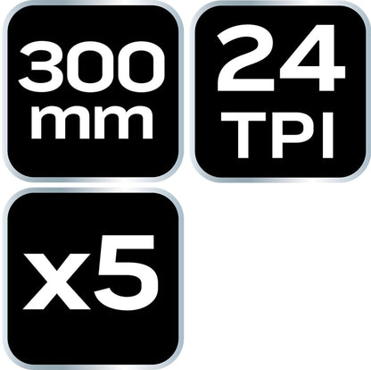 NEO TOOLS FÉMFŰRÉSZLAP készlet 300x12, 5mm, 5db, HSS Bimetal 43-355