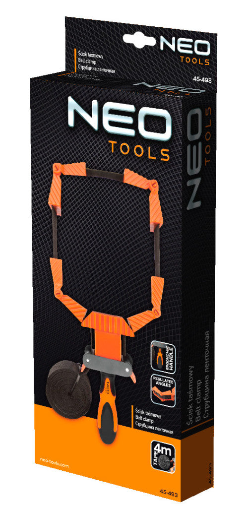 NEO TOOLS Sarokszorító, szalagos, keretragasztáshoz 4000 x 26 x 1,3mm 45-493