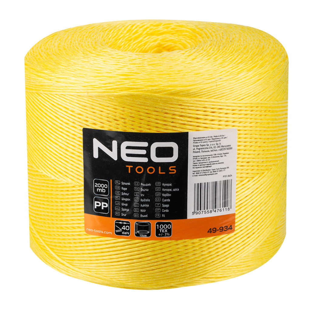 NEO TOOLS Polipropilén, PP, zsinór, 2000m 49-934