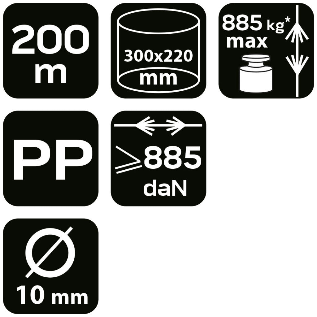 NEO TOOLS Kötél, fonatolt polipropilén 10mm/ 200m 49-945