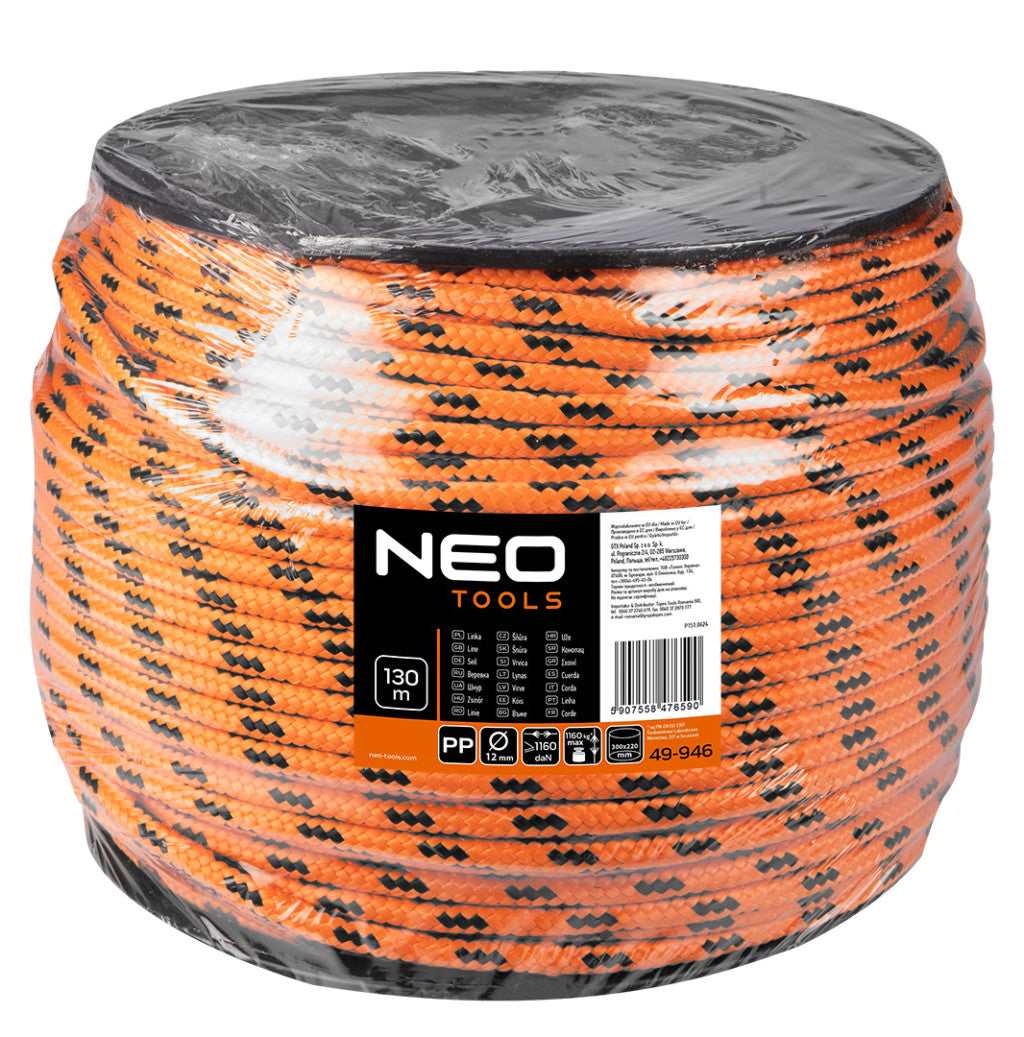 NEO TOOLS Kötél, fonatolt polipropilén 12mm/ 130m 49-946