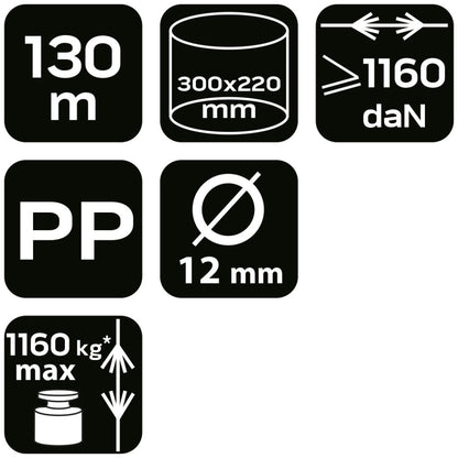 NEO TOOLS Kötél, fonatolt polipropilén 12mm/ 130m 49-946