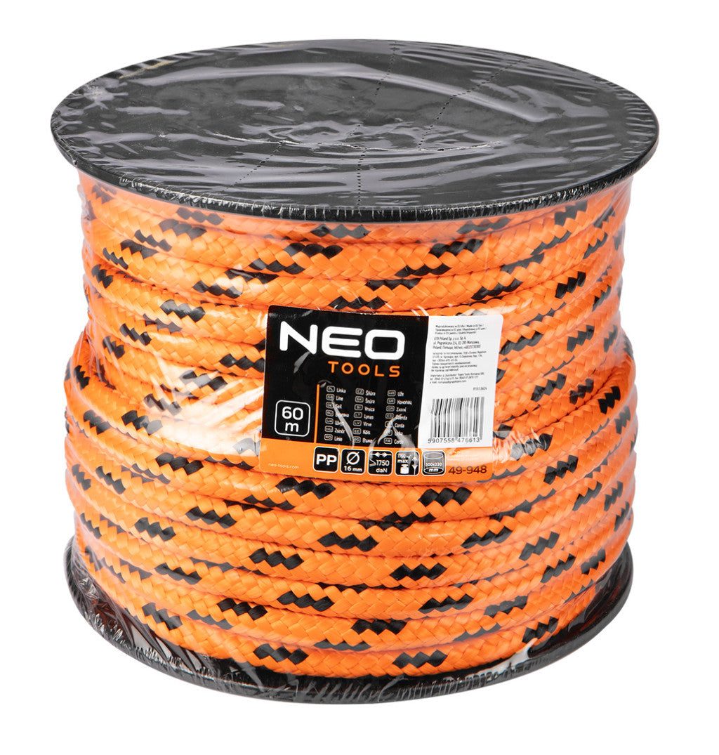NEO TOOLS Kötél, fonatolt polipropilén 16mm/ 60m 49-948