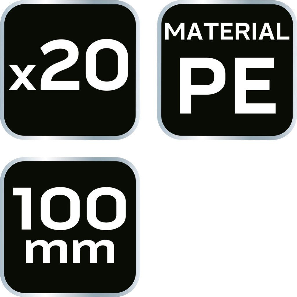 NEO TOOLS Szintezőtalp, aljzatkiegyenlítéshez, öntapadós, műanyag, 100mm, 20db/cs 50-430