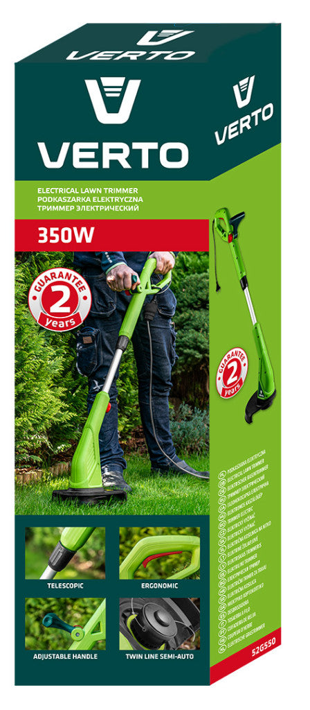 VERTO Fűszegélynyíró 350W, vágásszélesség: 250mm 2 év garanciával 52G550
