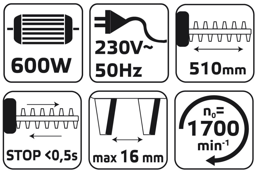 VERTO Elektromos sövényvágó 600W, 450mm 2 év garanciával 52G567