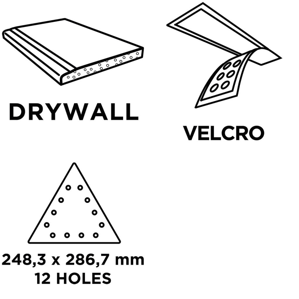 GRAPHITE Tépőzáras csiszolópapír K80, háromszög alakú 12 lyukakkal, 5db csiszolóhoz 59G264 54H032