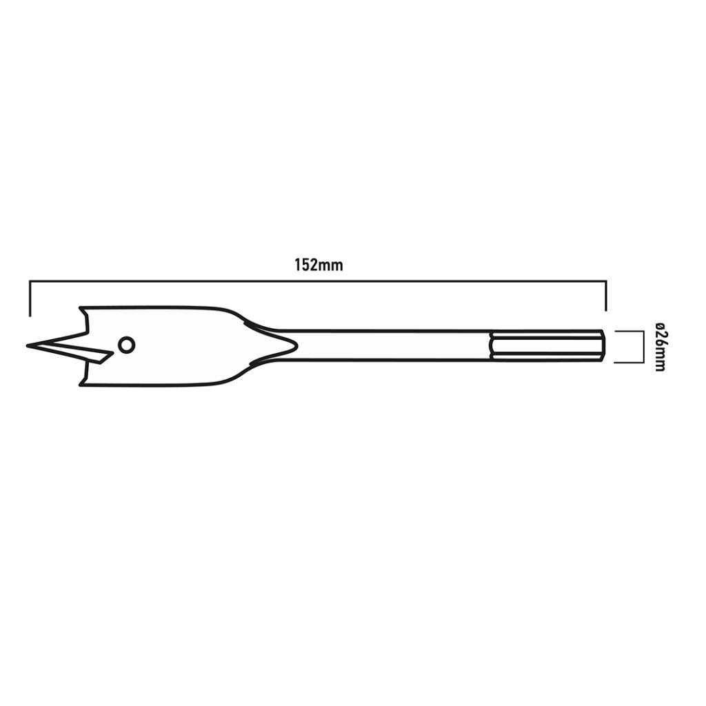GRAPHITE Lapos marófúró, 1/4" hatszög szár, 26x152mm 54T508