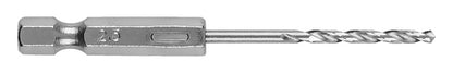 GRAPHITE Csigafúró, 1/4" hatszög szárral, HSS DIN 338, 2,5mm, 2db/cs 54T701