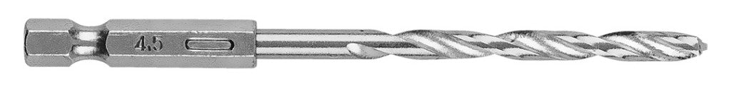 GRAPHITE Csigafúró, 1/4" hatszög szárral, HSS DIN 338, 4,5mm, 2db/cs 54T707