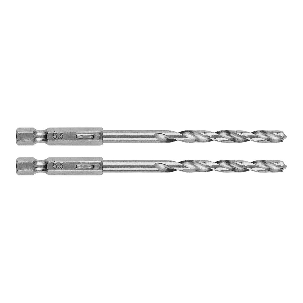 GRAPHITE Csigafúró, 1/4" hatszög szárral, HSS DIN 338, 5,5mm, 2db/cs 54T710