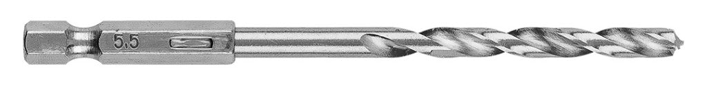 GRAPHITE Csigafúró, 1/4" hatszög szárral, HSS DIN 338, 5,5mm, 2db/cs 54T710