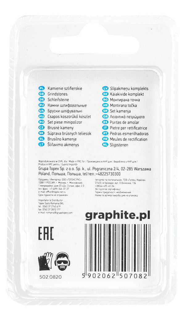 GRAPHITE Csapos csiszolókő 5x10mm, henger, szár 3.2mm, 3db 55H051
