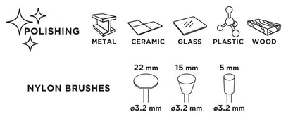 GRAPHITE Csapos kefe készlet 3db: műanyag befejezőkefe, pohárkefe, kerékkefe 55H068
