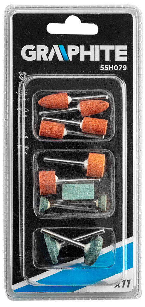 GRAPHITE Csiszolókészlet mini fúró- és csiszológéphez, 11db 55H079