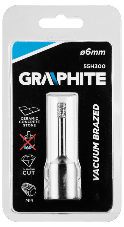 GRAPHITE Körkivágó, gyémántos 6mm x M14 55H300