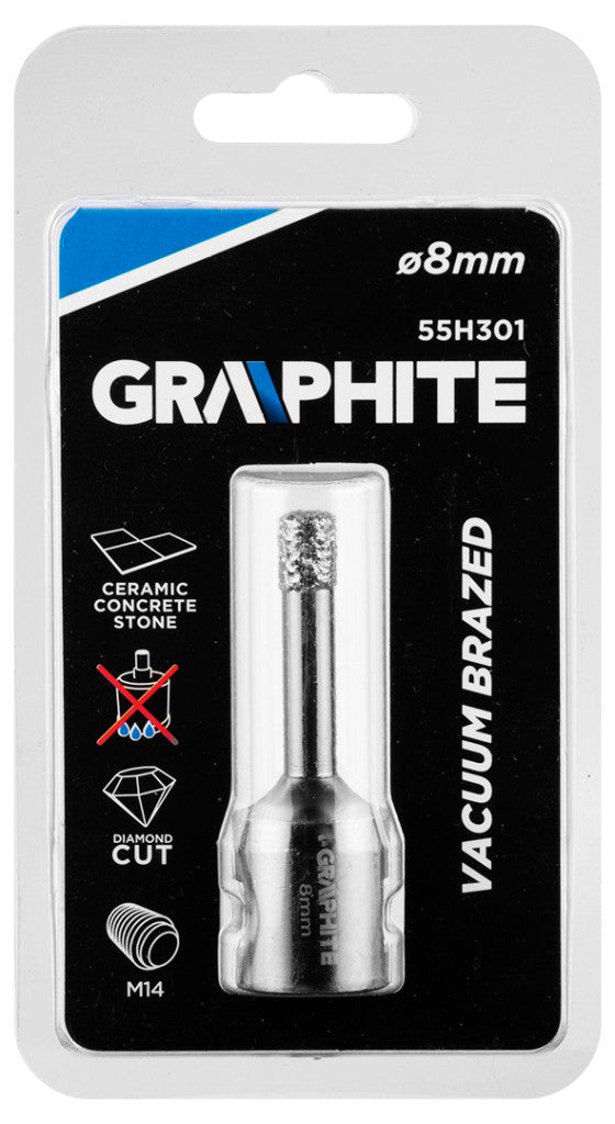 GRAPHITE Körkivágó, gyémántos 8mm x M14 55H301