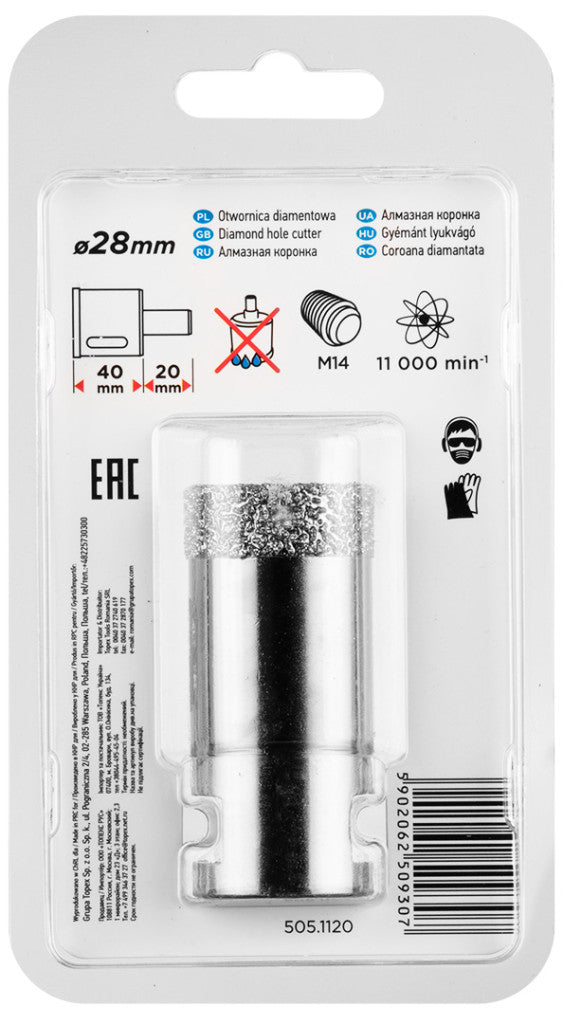 GRAPHITE Körkivágó, gyémántos 28mm x M14 55H308