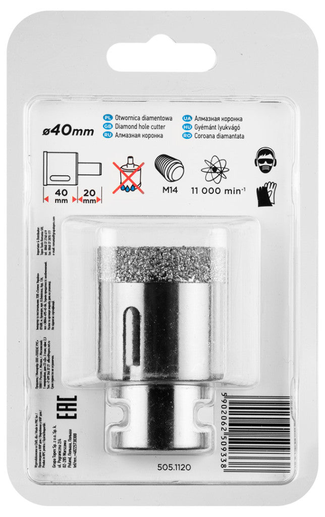 GRAPHITE Körkivágó, gyémántos 40mm x M14 55H311