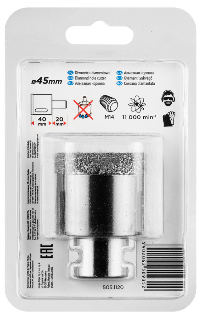 GRAPHITE Körkivágó, gyémántos 45mm x M14 55H312