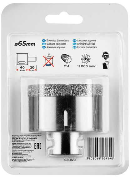 GRAPHITE Körkivágó, gyémántos 65mm x M14 55H314