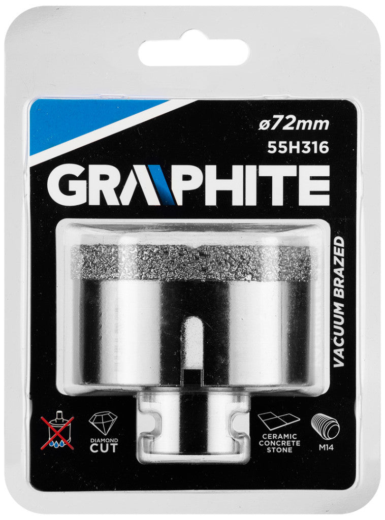 GRAPHITE Körkivágó, gyémántos 72mm x M14 55H316