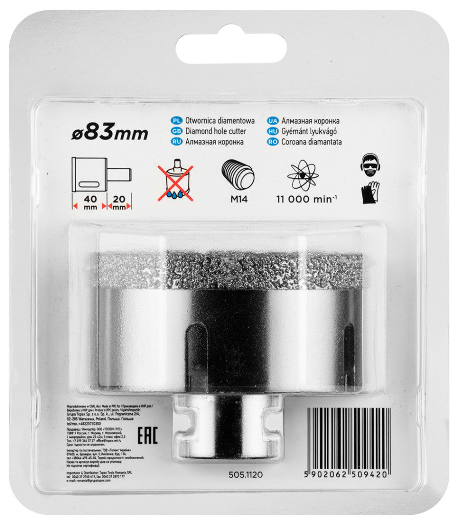GRAPHITE Körkivágó, gyémántos 83mm x M14 55H317