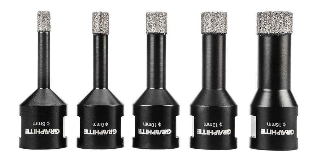 GRAPHITE Körkivágó készlet, gyémántos, M14, 6,8,10,12,16mm 55H319