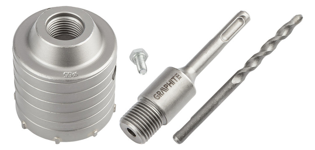 GRAPHITE Koronafúró, körkivágó, 65 mm, SDS Plus szárral és központfúróval 55H321