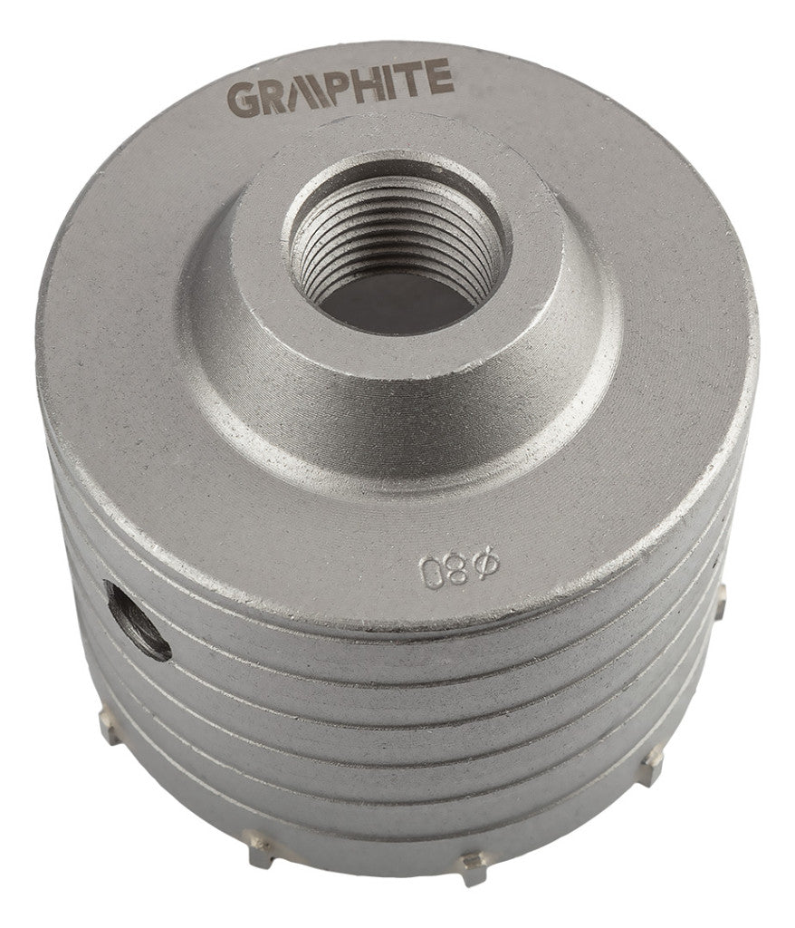 GRAPHITE Koronafúró, körkivágó, 80 mm, SDS Plus szárral és központfúróval 55H322