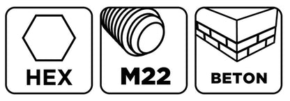 GRAPHITE Koronafúró, körkivágó adapter, hatszög szárral, központfúróval, M22, 200mm 55H330