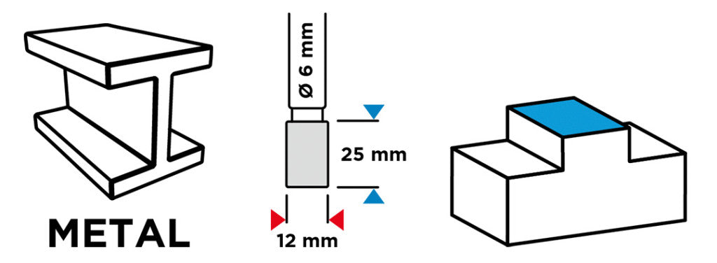 GRAPHITE Keményfém marófej, turbómaró, A, hengeres, 12x25mm, szár méret: 6x45mm 55H353