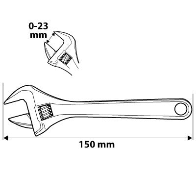 NEO TOOLS Állítható villáskulcs, csavarkulcs 150mm, 0-23mm 25 év garanciával 03-027