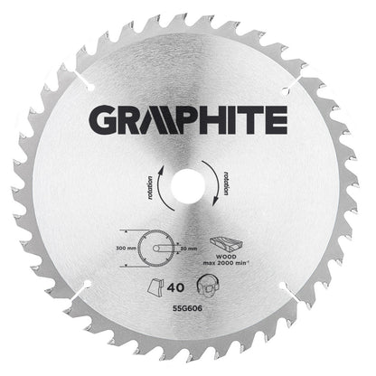 GRAPHITE Körfűrészlap keményfém fogakkal, 300x30mm, 40 fog 55H606