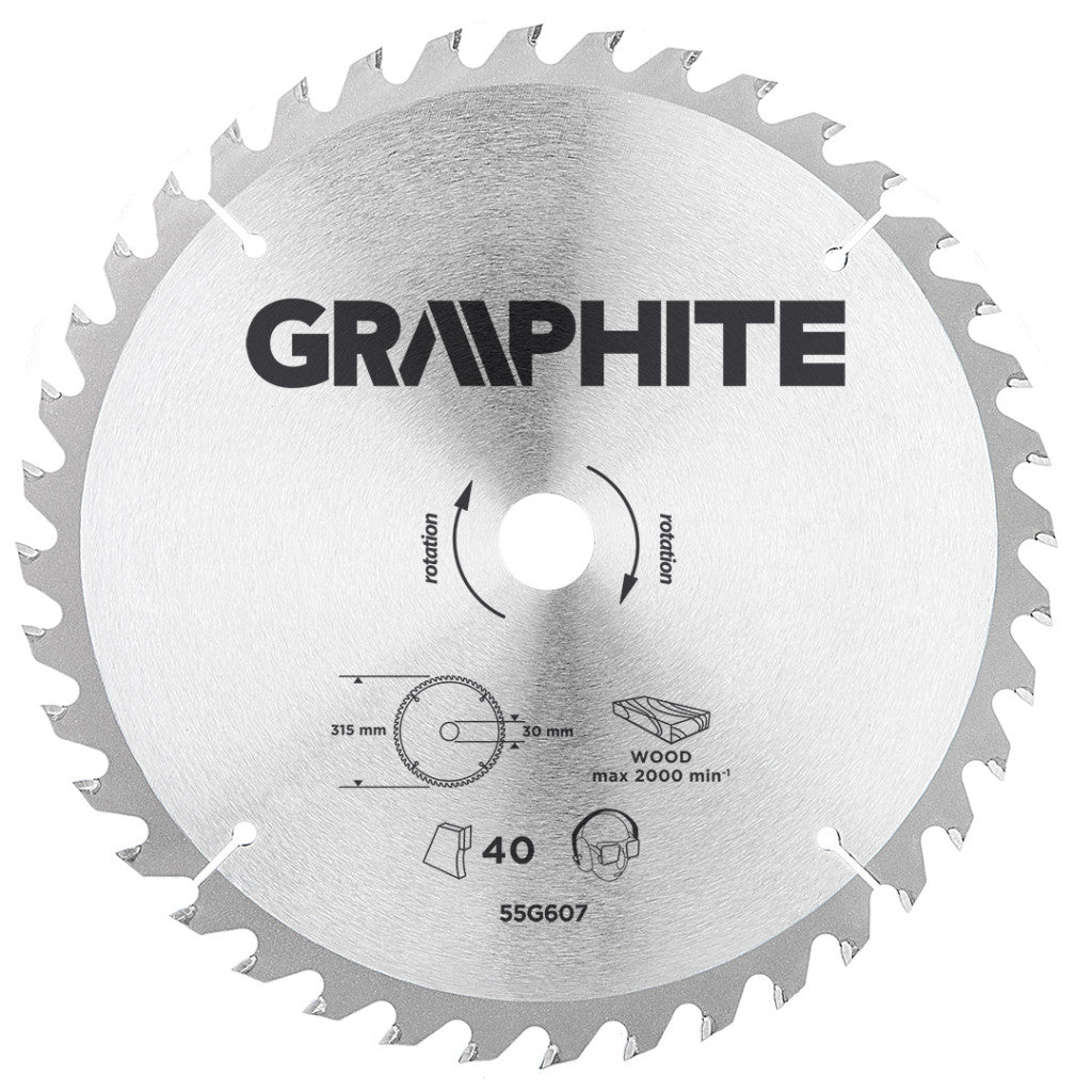 GRAPHITE Körfűrészlap keményfém fogakkal, 315x30mm, 40 fog 55H607